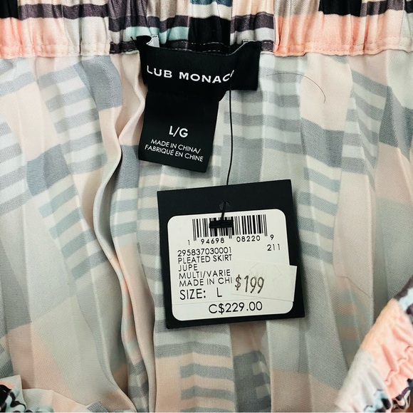 Club Monaco pleated jupe multi maxi skirt large new with tag - Picture 4 of 4